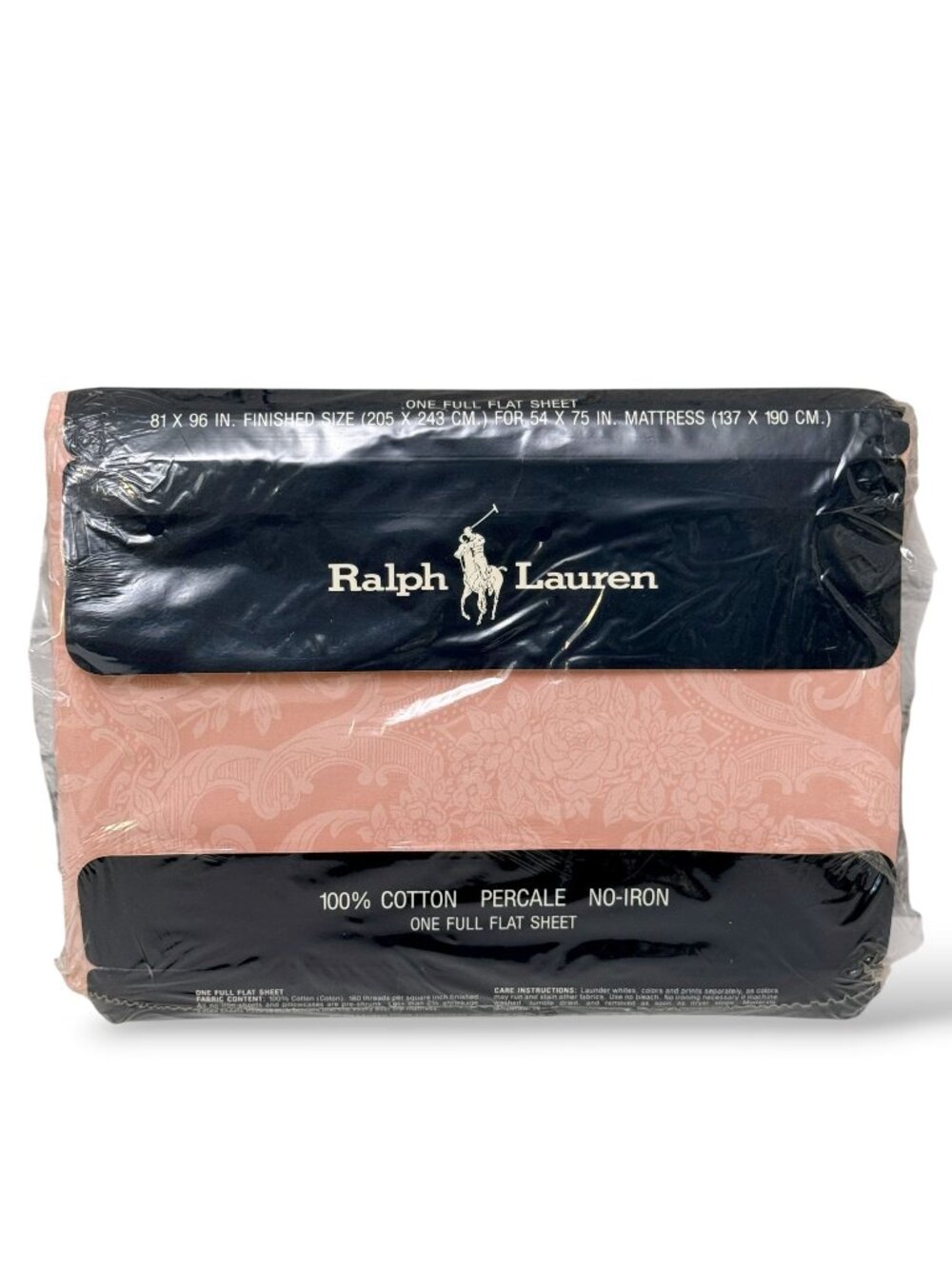Polo Ralph Lauren Full Flat Sheet Avery Pink 100% Cotton Vintage 80s New NOS